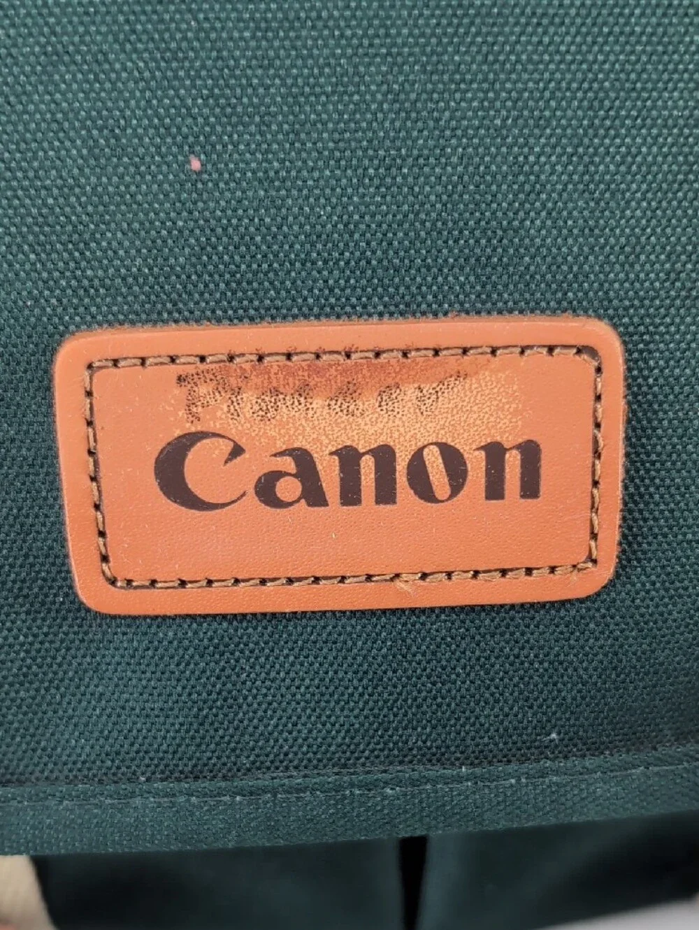Canon Green Canvas Messenger Bag with Cream Straps
